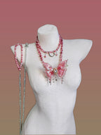 Layered Butterfly Gag Necklace with Leash