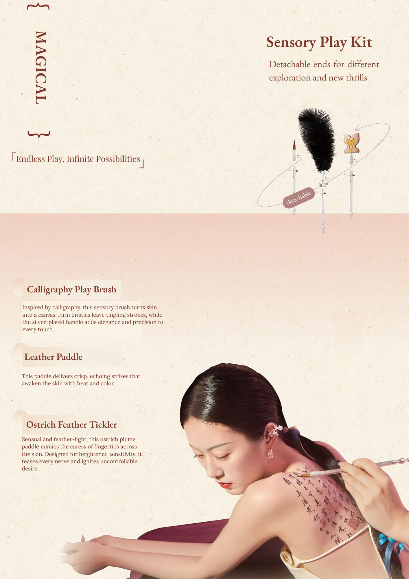 Brush, Paddle and Feather Tickler